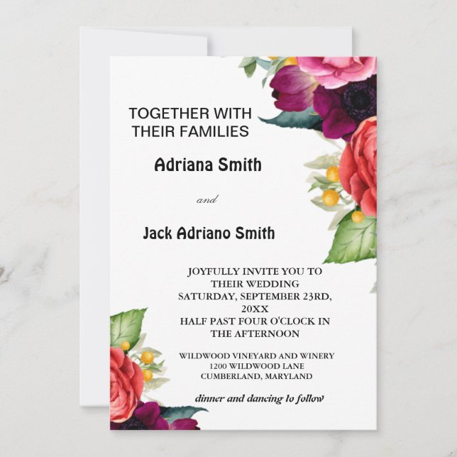 Luxurious Modern  Floral Wedding Invitation (Front)