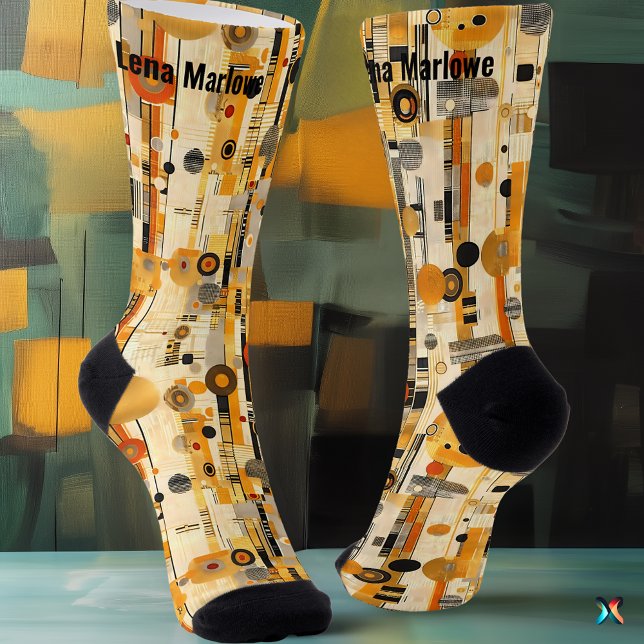 Luxurious Modern Geometric Golden Contemporary  Socks (Creator Uploaded)