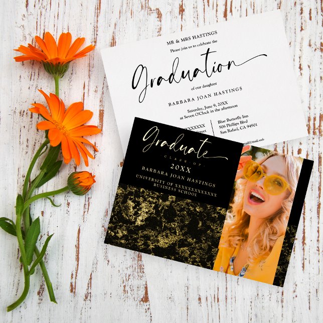 Luxurious Modern Golden Elegant Grunge Photo Foil Invitation (Creator Uploaded)