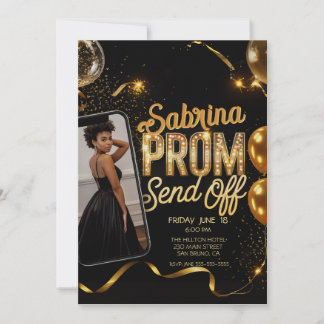 Luxurious Modern Photo Prom Send Off Graduation Invitation