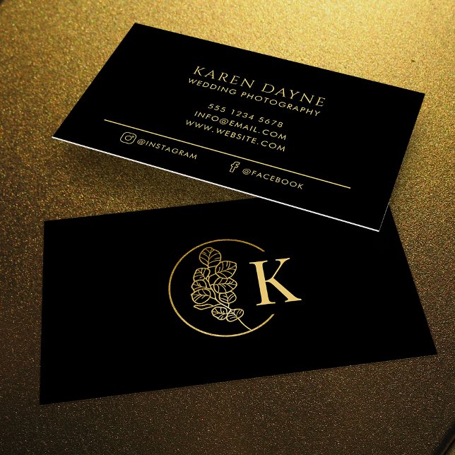 Luxurious Monogram Gold & Black Photography Business Card (Creator Uploaded)