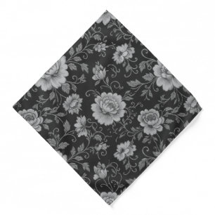 Luxurious Navy Blue Gold Floral Pocket Square Bandana