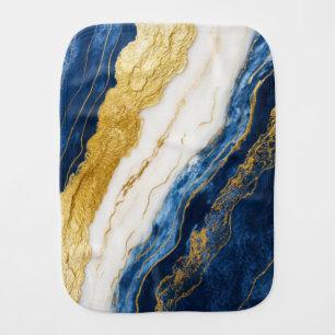 Luxurious Navy Blue & Gold Leaf Marble Baby Burp Cloth