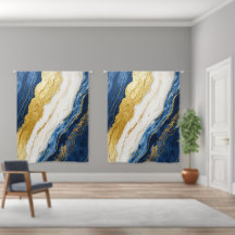 Luxurious Navy Blue & Gold Leaf Marble