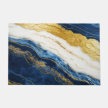 Luxurious Navy Blue & Gold Leaf Marble