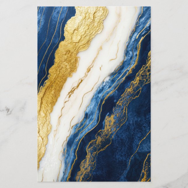 Luxurious Navy Blue & Gold Leaf Marble Flyer (Front)