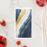 Luxurious Navy Blue &amp; Gold Leaf Marble Paper Guest Towels