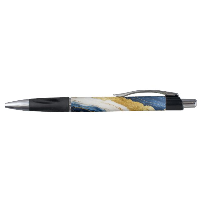 Luxurious Navy Blue & Gold Leaf Marble Pen (Top)