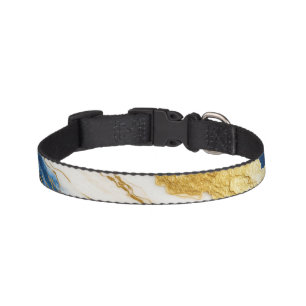 Luxurious Navy Blue & Gold Leaf Marble Pet Collar