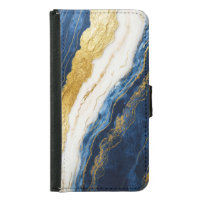 Luxurious Navy Blue & Gold Leaf Marble