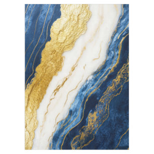 Luxurious Navy Blue & Gold Leaf Marble Tablecloth