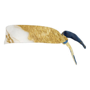 Luxurious Navy Blue & Gold Leaf Marble Tie Headband