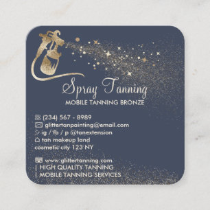Luxurious Navy Gold Square Spray Tan Aftercare Business Card