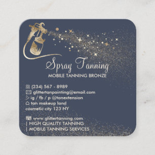 Luxurious Navy Gold Square Spray Tan Aftercare Square Business Card