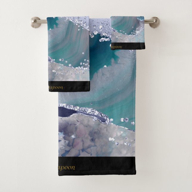 LUXURIOUS OCEAN WAVE MARBLE CUSTOM TOWEL SET (Insitu)