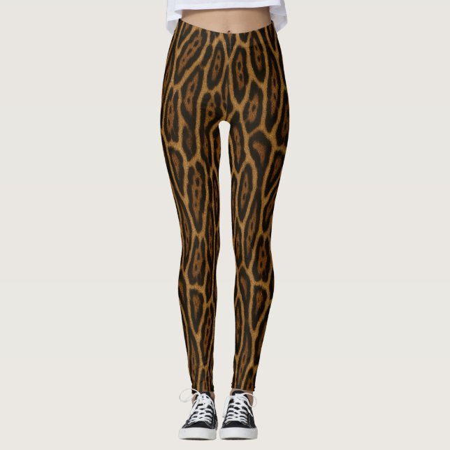 Luxurious Ocelot Rosette Pattern Leggings (Front)