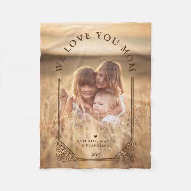 Luxurious Ornamental Dome Arch Photo I Love Mom Fleece Blanket (Front)