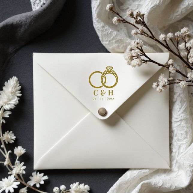 Luxurious Ornate Engagement and Wedding Rings Rubber Stamp (Luxurious Ornate Engagement and Wedding Rings Couple Rubber Stamps. )