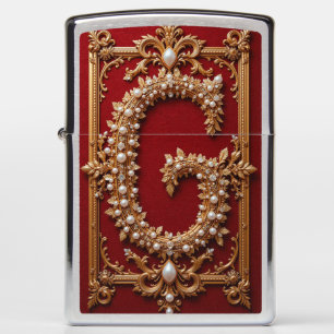 Luxurious Ornate Gold Letter G Zippo Lighter
