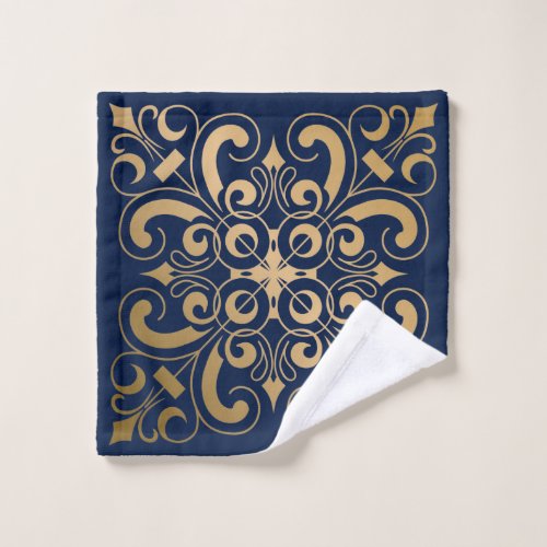 Luxurious Ornate Gold Navy Wash Cloth