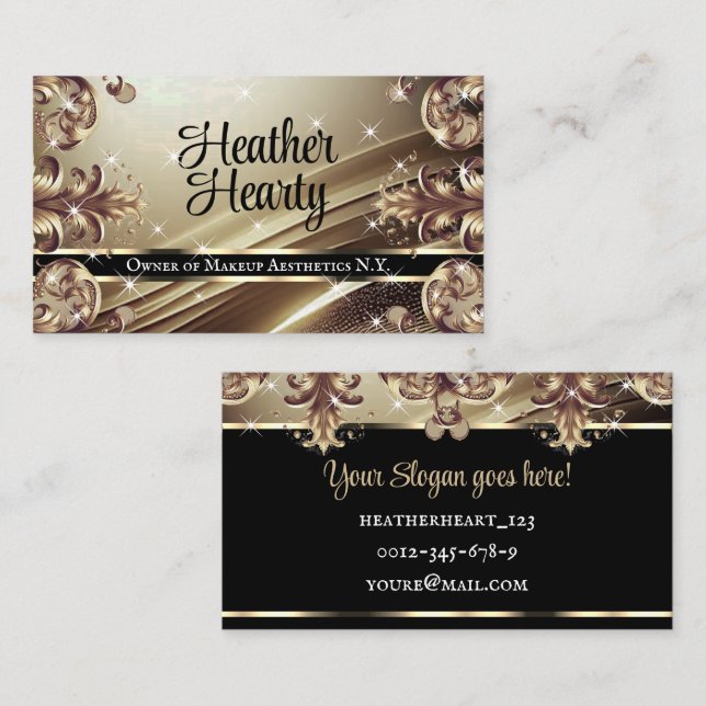 Luxurious Ornate Platinum Ombre Flourish Deluxe  Business Card (Front/Back)