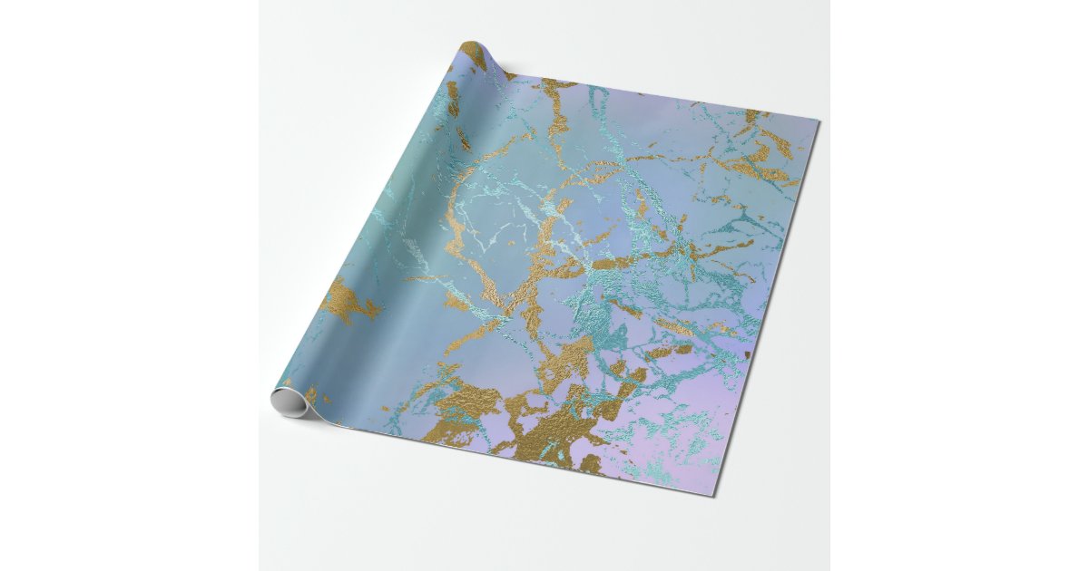 Luxurious Party Marble Mint Green Purple Gold Wrapping Paper Zazzle Com