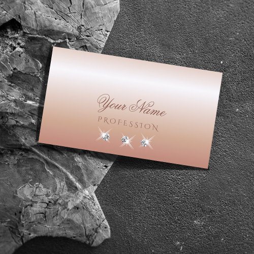 Luxurious Pastel Rose Coral Sparkling Diamonds Business Card