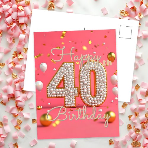 Luxurious Pearls and Gold Accents 40th Birthday