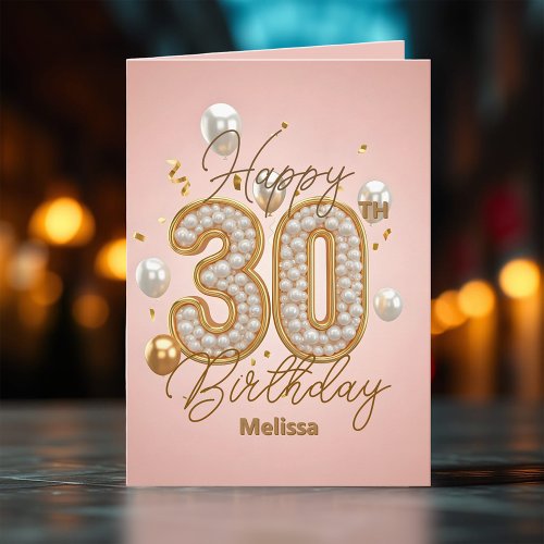 Luxurious Pearly Soft Pink and Gold 30th Birthday