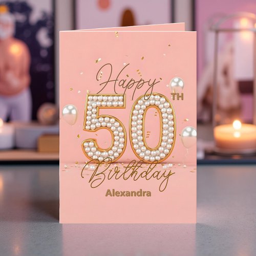Luxurious Pearly Soft Pink and Gold 50th Birthday