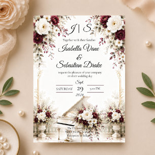 Luxurious Piano Garden Romance Wedding  Invitation