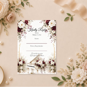 Luxurious Piano Garden Romance Wedding RSVP Card