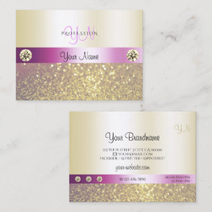 Luxurious Pink and Gold Shimmery Glitter Monogram Business Card