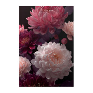 Luxurious Pink & Burgundy Dahlias – Dark Floral Acrylic Print