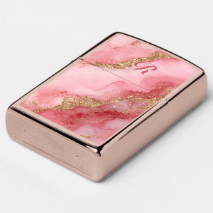 Luxurious pink fluid marble zippo lighter