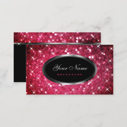 Luxurious Pink Glitter Luminous Stars Professional Business Card