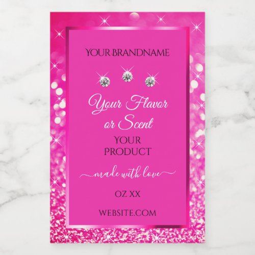 Luxurious Pink Glitter Product Packaging Labels