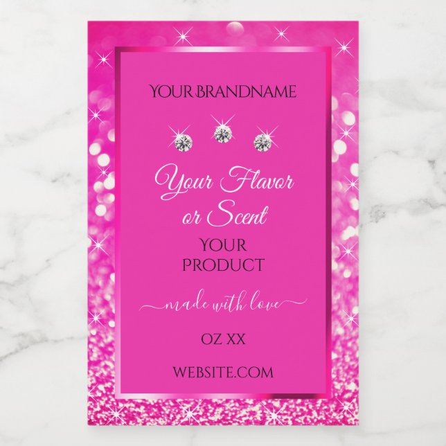Luxurious Pink Glitter Product Packaging Labels (Single Label)