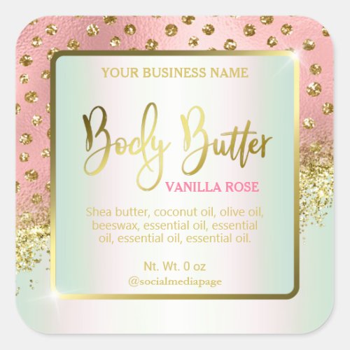 Luxurious Pink Gold Dots Body Butter Labels