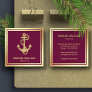 Luxurious Pink Gold Foil Nautical Rope Anchor Square Business Card