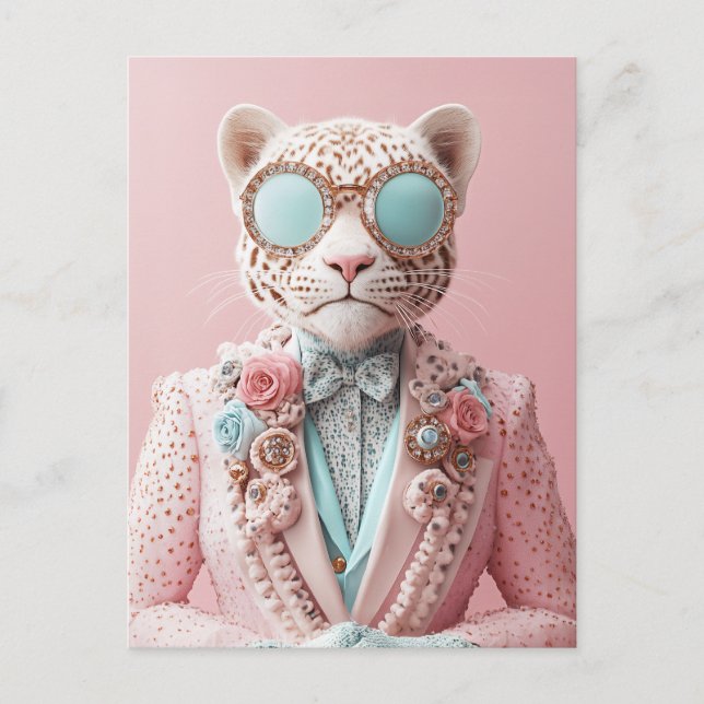 Luxurious Pink Leopard Elegance Postcard (Front)