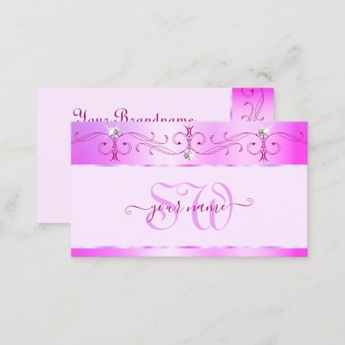 Luxurious Pink Ornate Sparkling Diamonds Initials Business Card