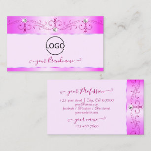 Luxurious Pink Ornate Sparkling Diamonds with Logo Business Card