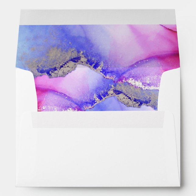 Luxurious Pink Purple Blue Jewel Tone Wedding Envelope (Back (Bottom))