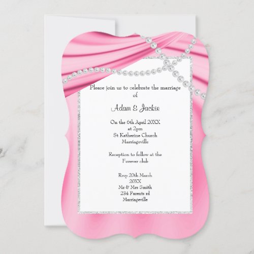 LUXURIOUS PINK SATIN DIAMOND ELEGANT WEDDING INVITATION