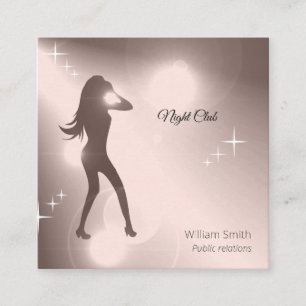 Luxurious Pinky Brilliant Dancing Girl Silhouette Square Business Card