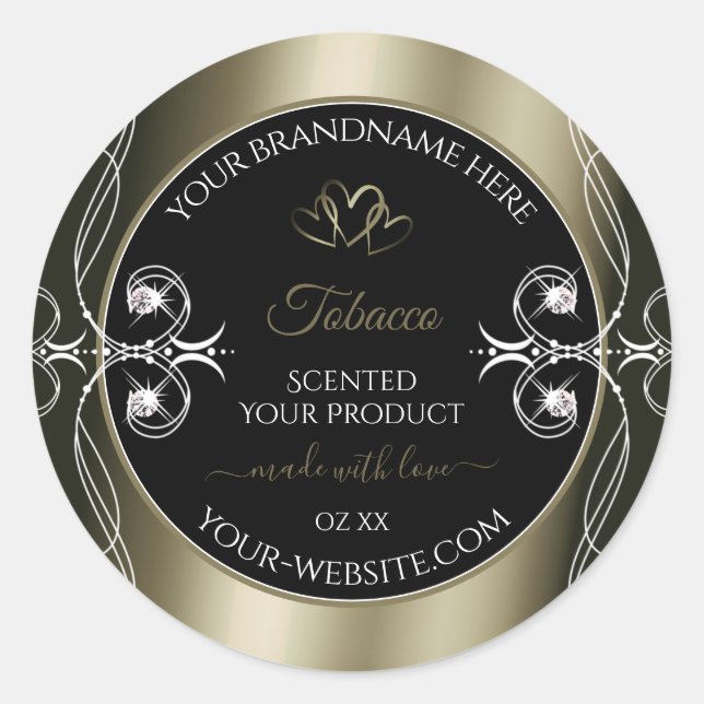 Luxurious Platinum Black Product Labels Ornamental (Front)