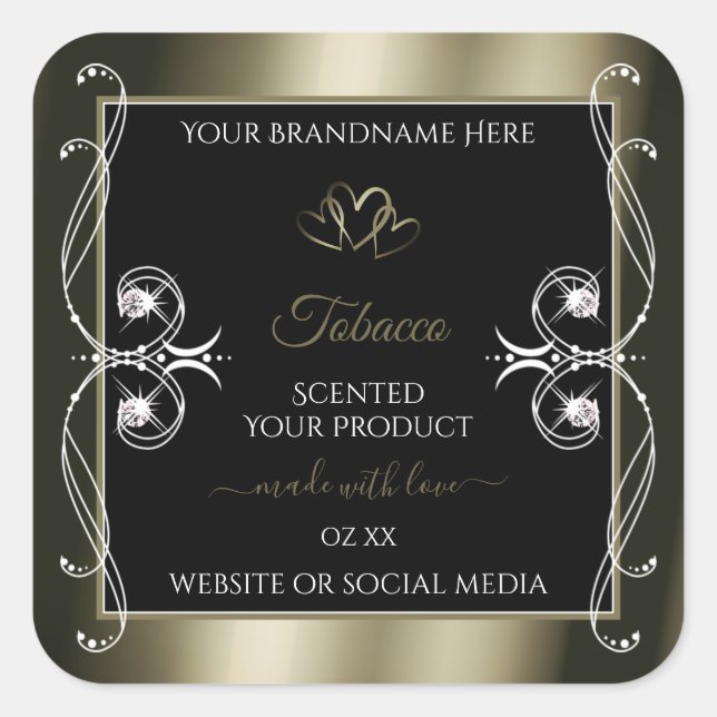 Luxurious Platinum Black Product Labels Ornamental (Front)