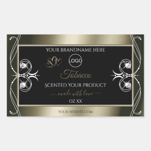 Luxurious Platinum Black Product Labels with Logo