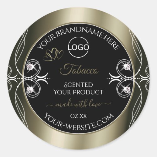 Luxurious Platinum Black Product Labels with Logo